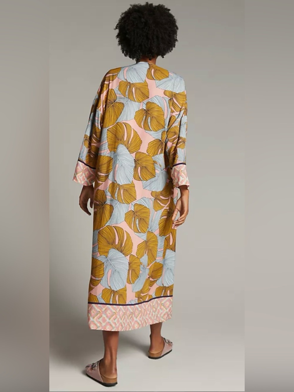 🤍 Bl^nk London Blank Sophia Kimono One Size 100% Viscose Palm Print Tropical - Picture 3 of 10